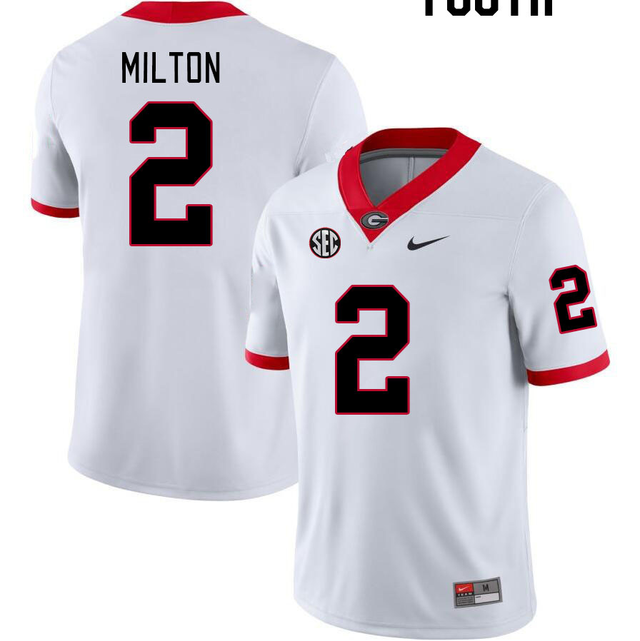 Youth #2 Kendall Milton Georgia Bulldogs College Football Jerseys Stitched-White - Click Image to Close